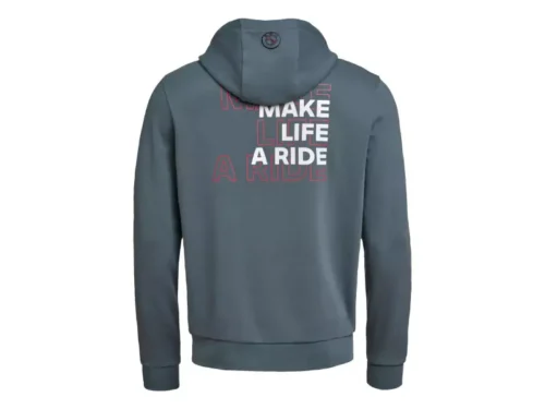 BMW Zip Hoodie Make Life a Ride grijs-wit rugprint