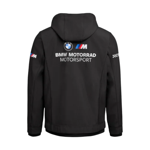 Achterzijde softshelljack met BMW en M Motorsport print