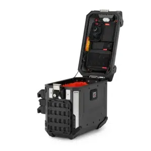 Binnenzijde van RackLock MotoPannier met binnentas organizer en ledlamp